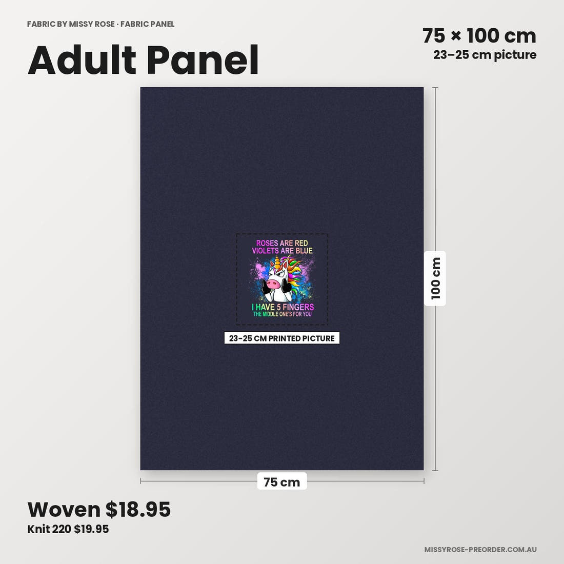 Profanity Fabric Panel 43 adult panel sizing – 23–25 cm printed picture on 75 × 100 cm fabric | Fabric by Missy Rose