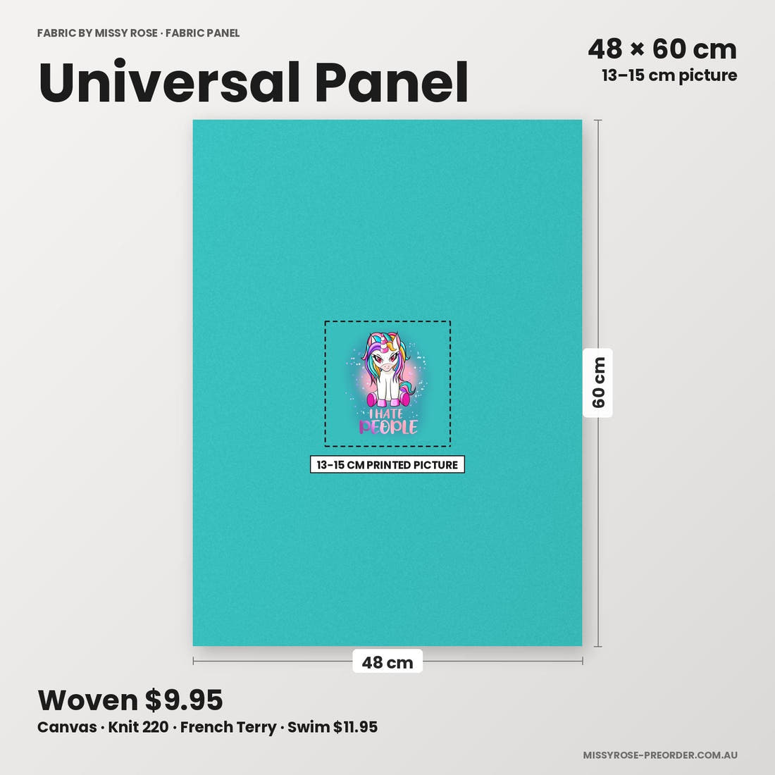 Profanity Fabric Panel 44 universal panel sizing – 13–15 cm printed picture on 48 × 60 cm fabric | Fabric by Missy Rose
