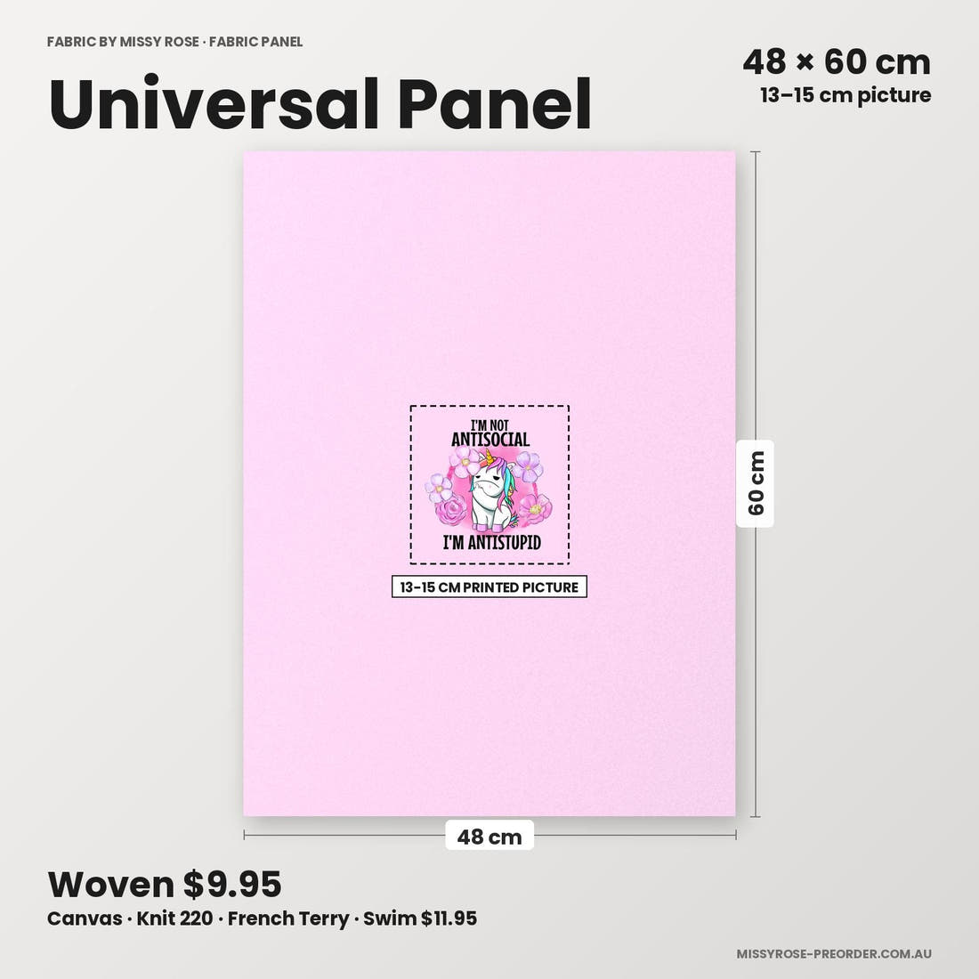 Profanity Fabric Panel 45 universal panel sizing – 13–15 cm printed picture on 48 × 60 cm fabric | Fabric by Missy Rose