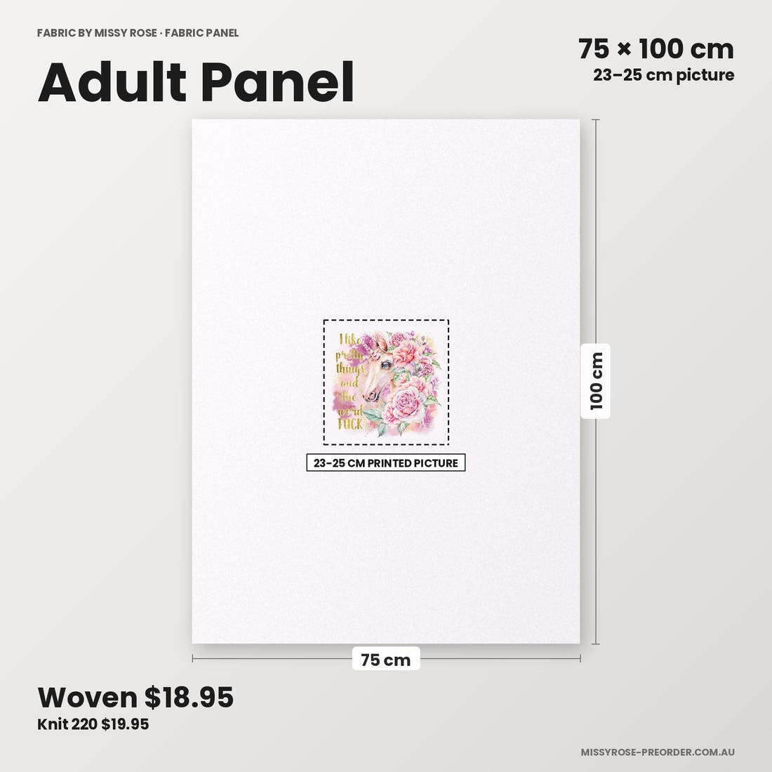 Profanity Fabric Panel 50 adult panel sizing – 23–25 cm printed picture on 75 × 100 cm fabric | Fabric by Missy Rose