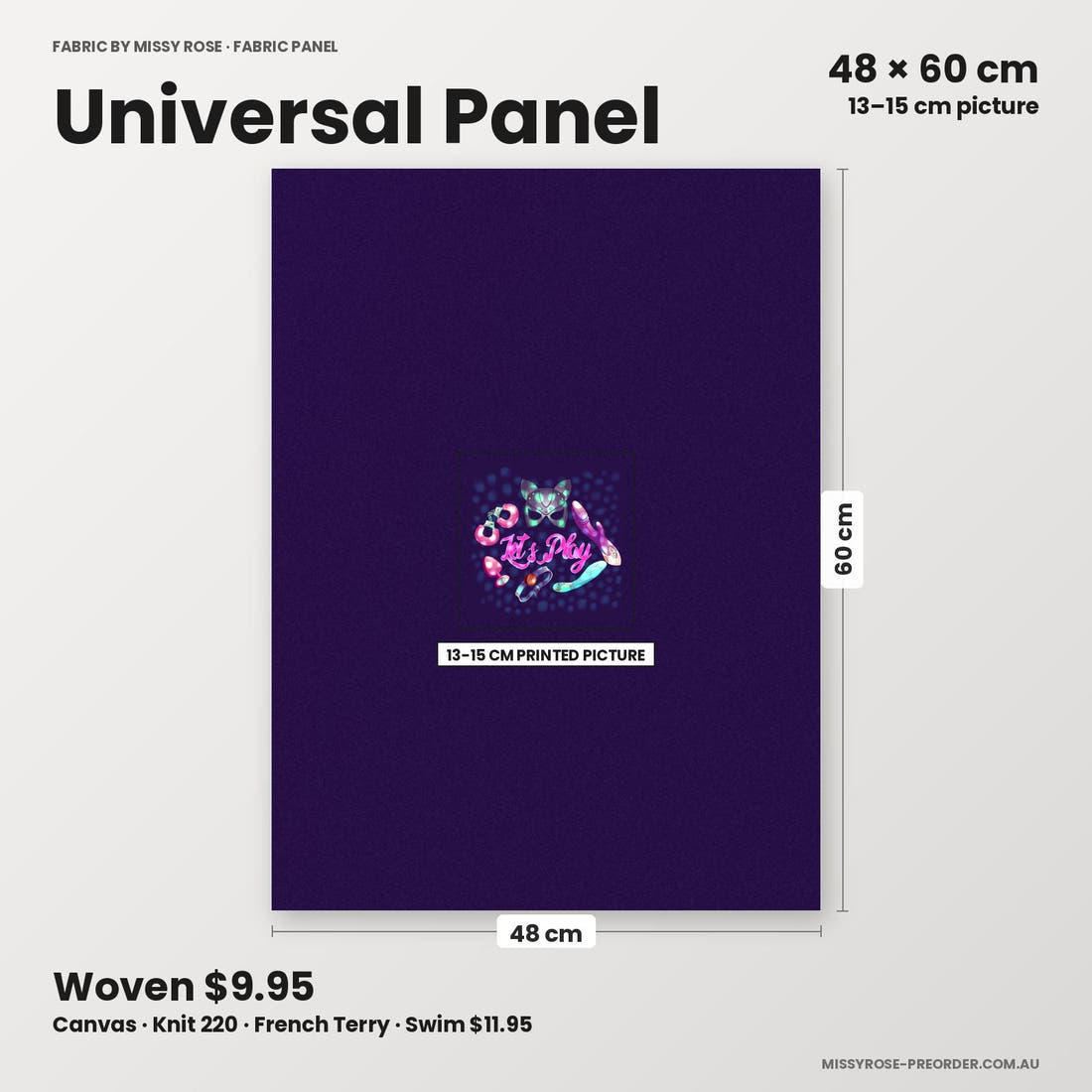 Profanity Fabric Panel 52 universal panel sizing – 13–15 cm printed picture on 48 × 60 cm fabric | Fabric by Missy Rose