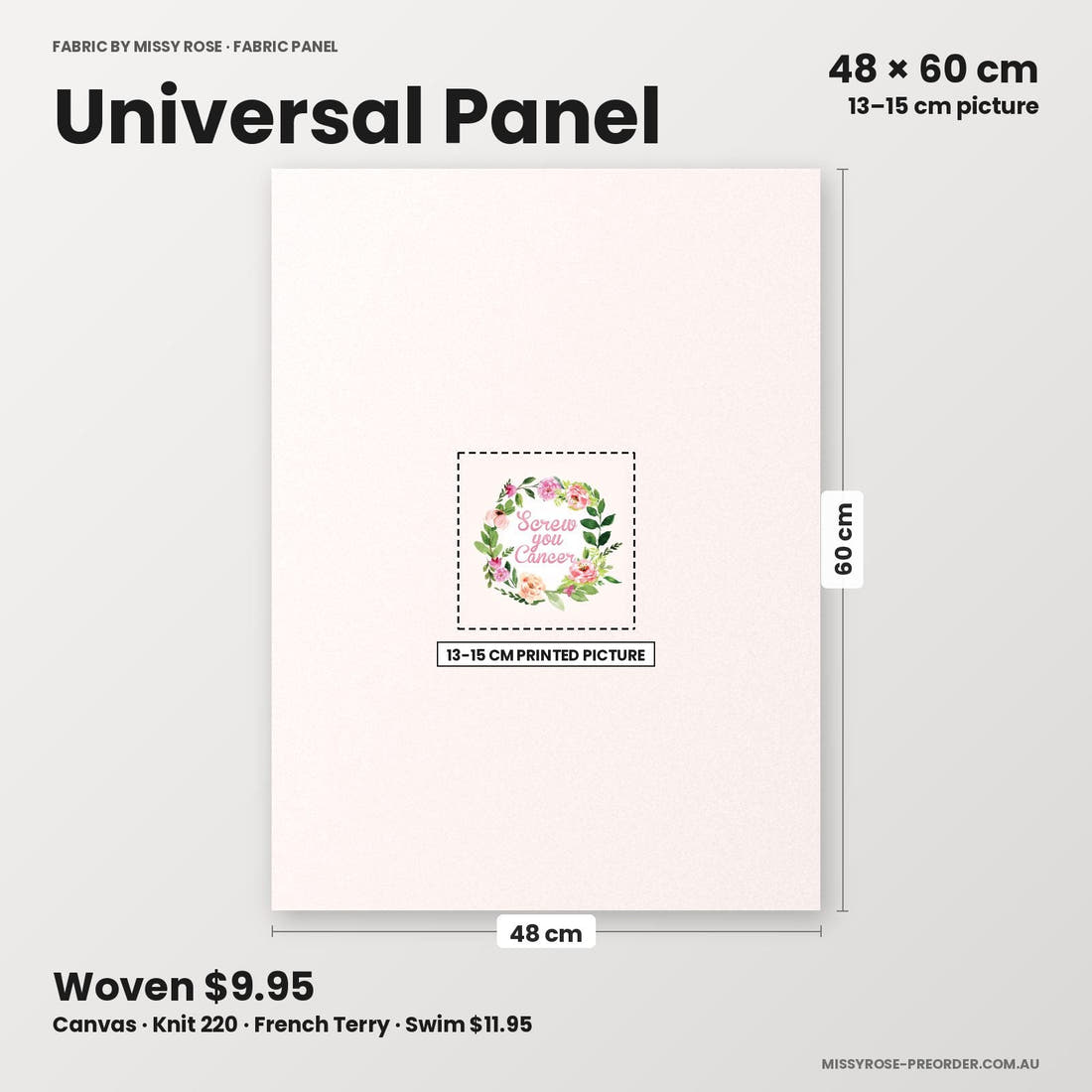 Profanity Fabric Panel 54 universal panel sizing – 13–15 cm printed picture on 48 × 60 cm fabric | Fabric by Missy Rose