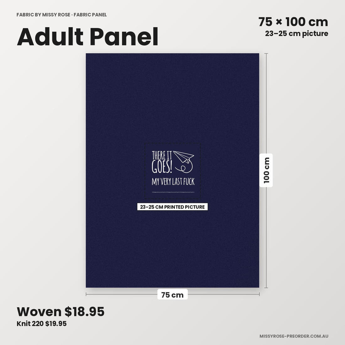 Profanity Fabric Panel 56 adult panel sizing – 23–25 cm printed picture on 75 × 100 cm fabric | Fabric by Missy Rose