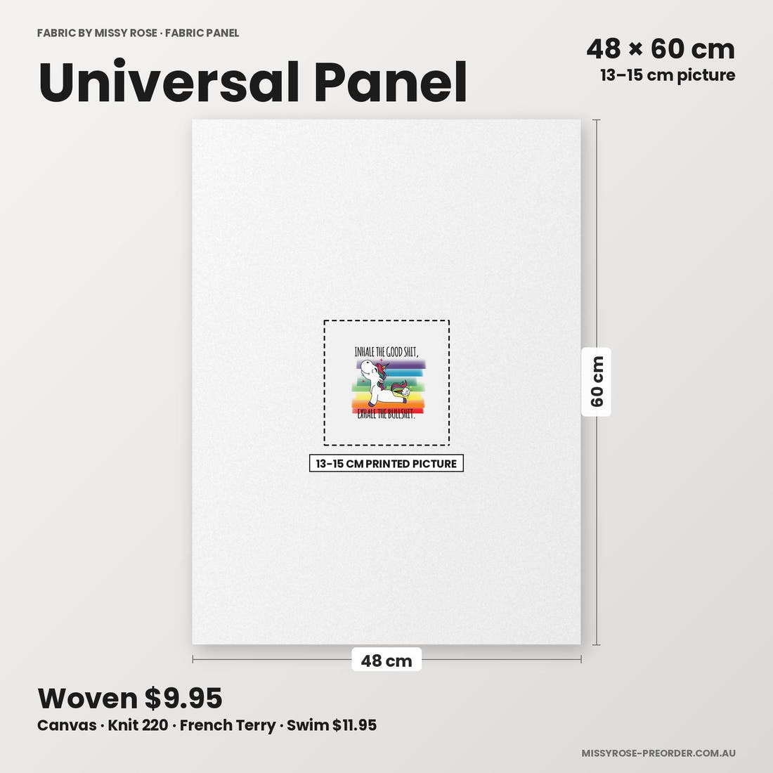 Profanity Fabric Panel 57 universal panel sizing – 13–15 cm printed picture on 48 × 60 cm fabric | Fabric by Missy Rose