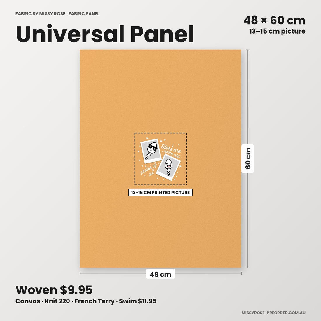 Profanity Fabric Panel 58 universal panel sizing – 13–15 cm printed picture on 48 × 60 cm fabric | Fabric by Missy Rose