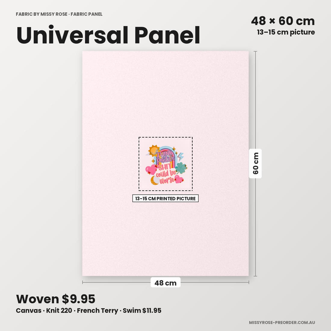 Profanity Fabric Panel 59 universal panel sizing – 13–15 cm printed picture on 48 × 60 cm fabric | Fabric by Missy Rose