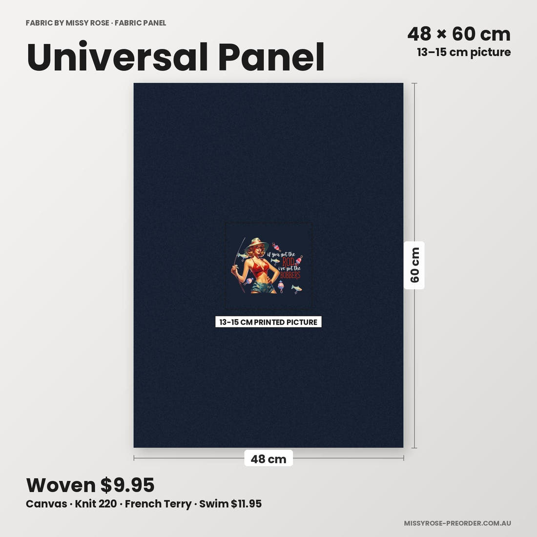 Profanity Fabric Panel 60 universal panel sizing – 13–15 cm printed picture on 48 × 60 cm fabric | Fabric by Missy Rose