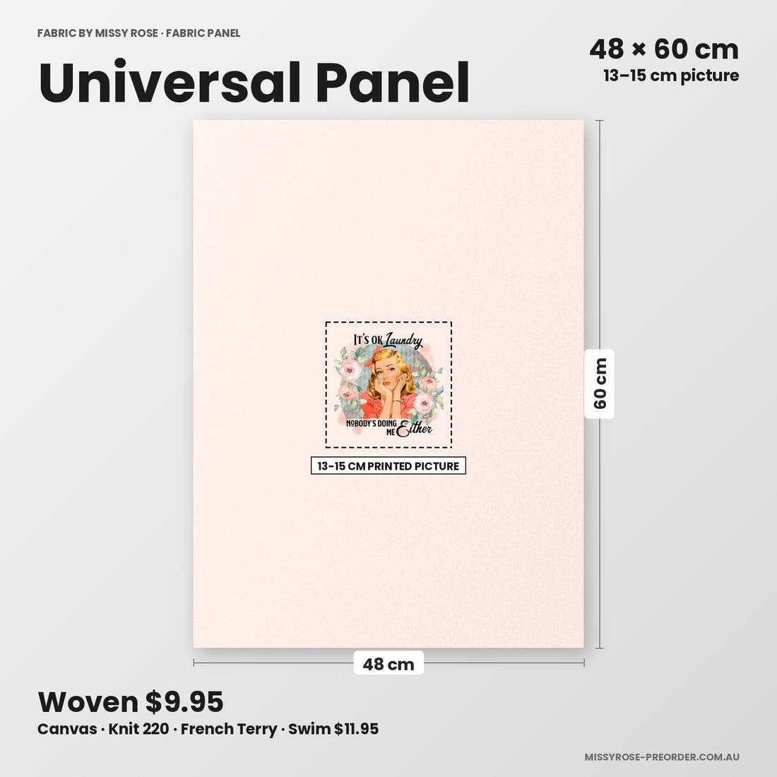Profanity Fabric Panel 61 universal panel sizing – 13–15 cm printed picture on 48 × 60 cm fabric | Fabric by Missy Rose