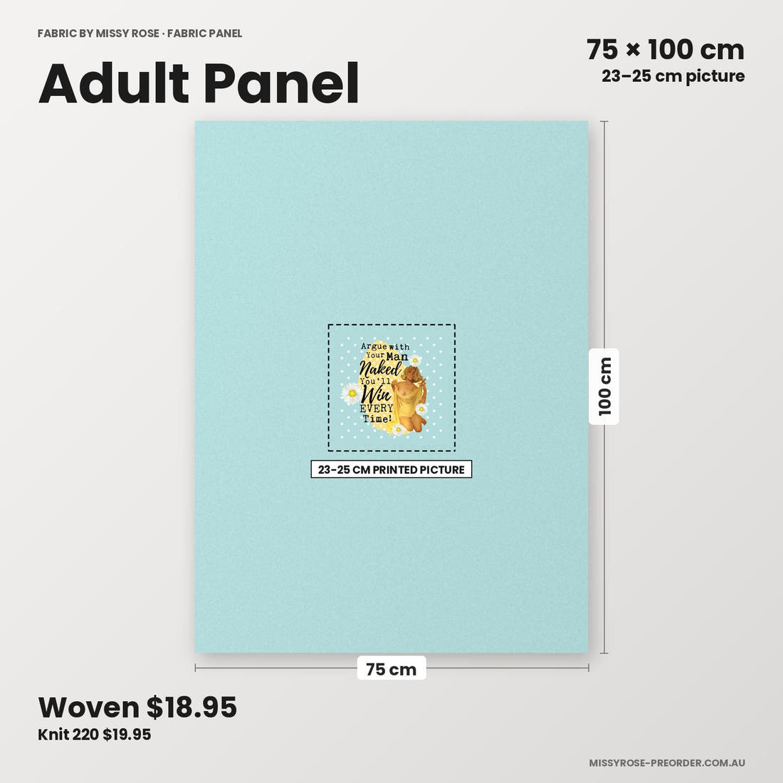 Profanity Fabric Panel 65 adult panel sizing – 23–25 cm printed picture on 75 × 100 cm fabric | Fabric by Missy Rose
