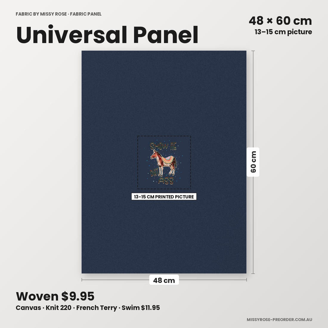 Profanity Fabric Panel 66 universal panel sizing – 13–15 cm printed picture on 48 × 60 cm fabric | Fabric by Missy Rose