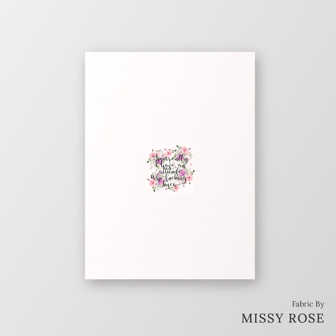 Profanity Fabric Panel 68 – printed fabric panel with centred picture, custom printed to order | Fabric by Missy Rose