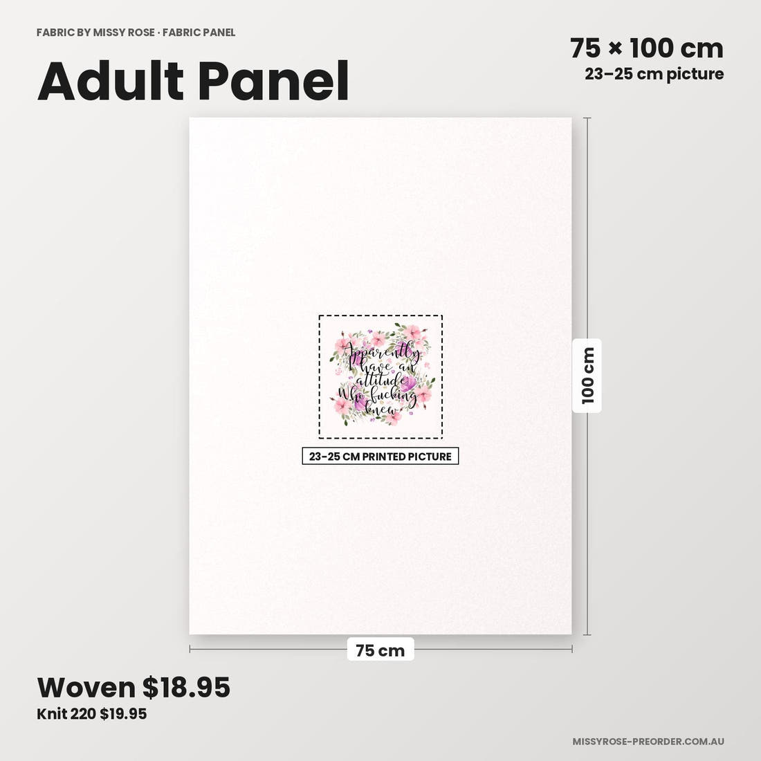 Profanity Fabric Panel 68 adult panel sizing – 23–25 cm printed picture on 75 × 100 cm fabric | Fabric by Missy Rose