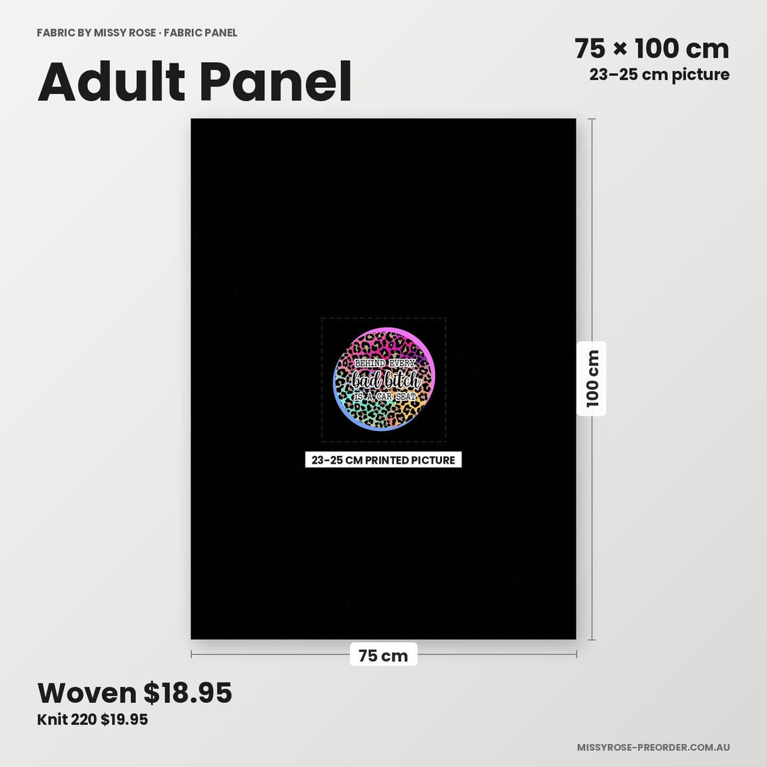 Profanity Fabric Panel 70 adult panel sizing – 23–25 cm printed picture on 75 × 100 cm fabric | Fabric by Missy Rose
