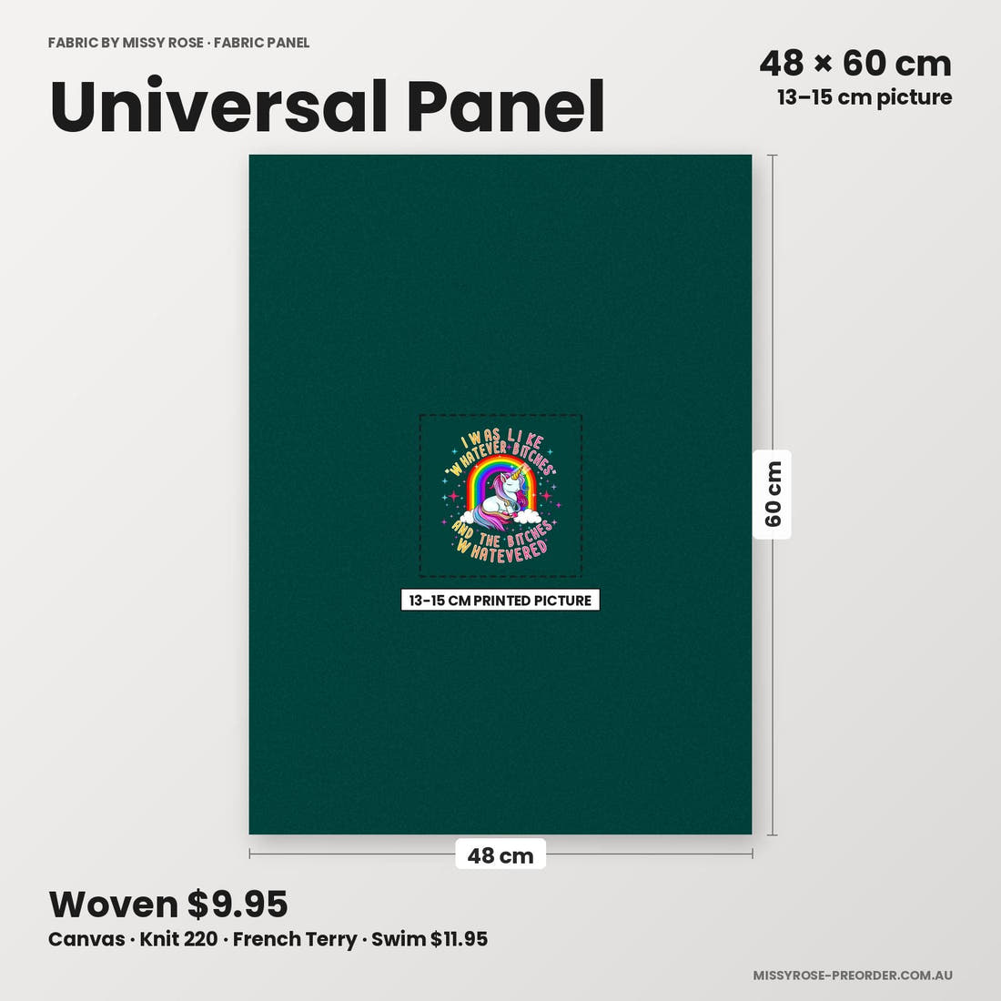 Profanity Fabric Panel 73 universal panel sizing – 13–15 cm printed picture on 48 × 60 cm fabric | Fabric by Missy Rose