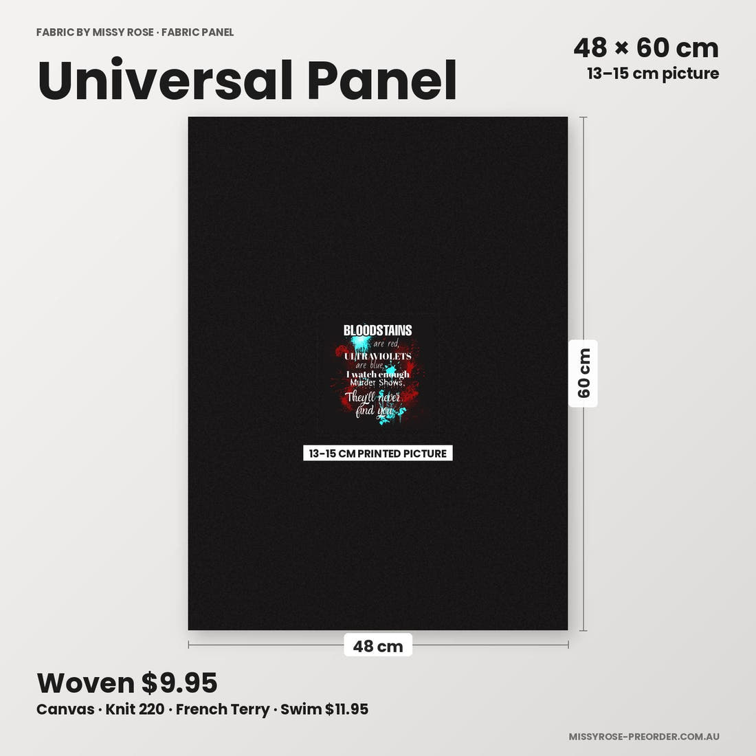 Profanity Fabric Panel 74 universal panel sizing – 13–15 cm printed picture on 48 × 60 cm fabric | Fabric by Missy Rose