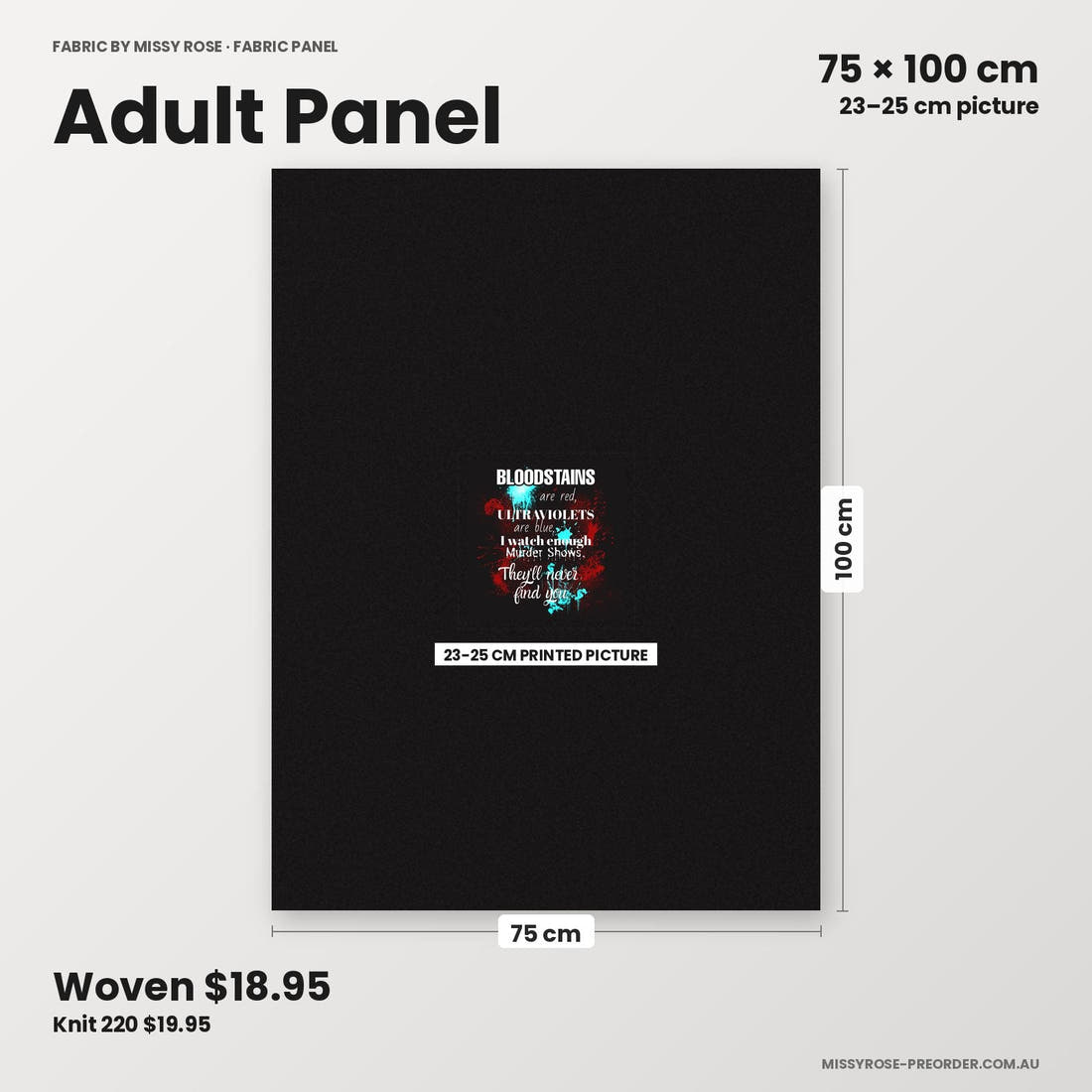 Profanity Fabric Panel 74 adult panel sizing – 23–25 cm printed picture on 75 × 100 cm fabric | Fabric by Missy Rose