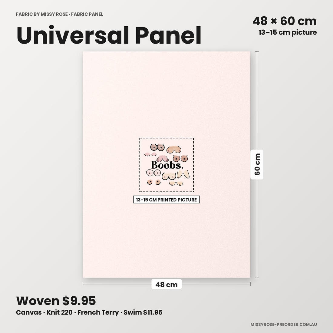 Profanity Fabric Panel 76 universal panel sizing – 13–15 cm printed picture on 48 × 60 cm fabric | Fabric by Missy Rose