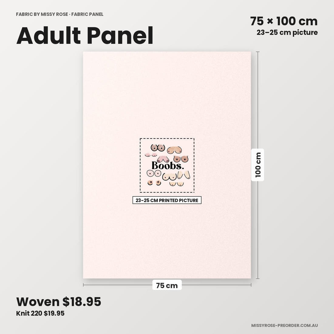 Profanity Fabric Panel 76 adult panel sizing – 23–25 cm printed picture on 75 × 100 cm fabric | Fabric by Missy Rose