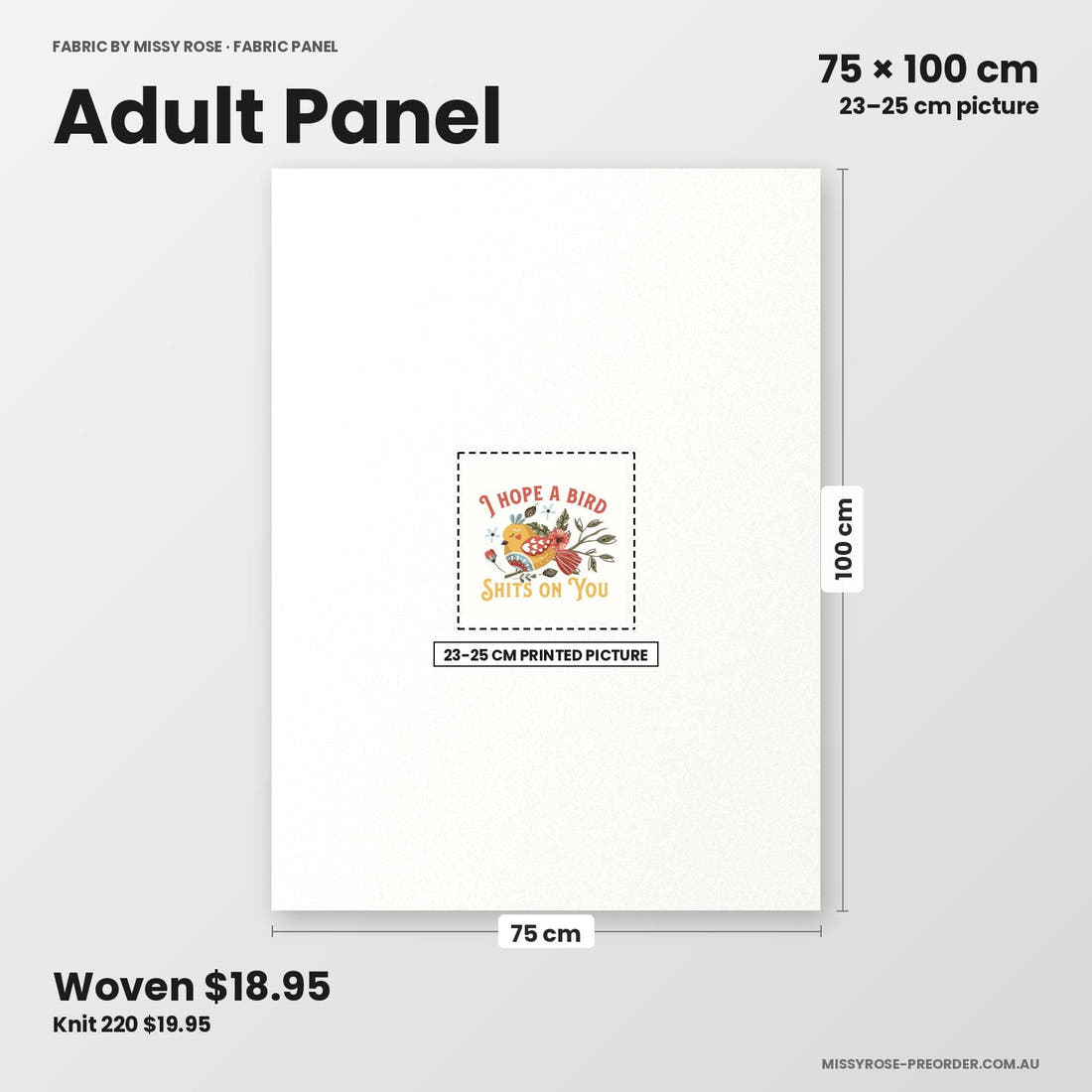 Profanity Fabric Panel 78 adult panel sizing – 23–25 cm printed picture on 75 × 100 cm fabric | Fabric by Missy Rose