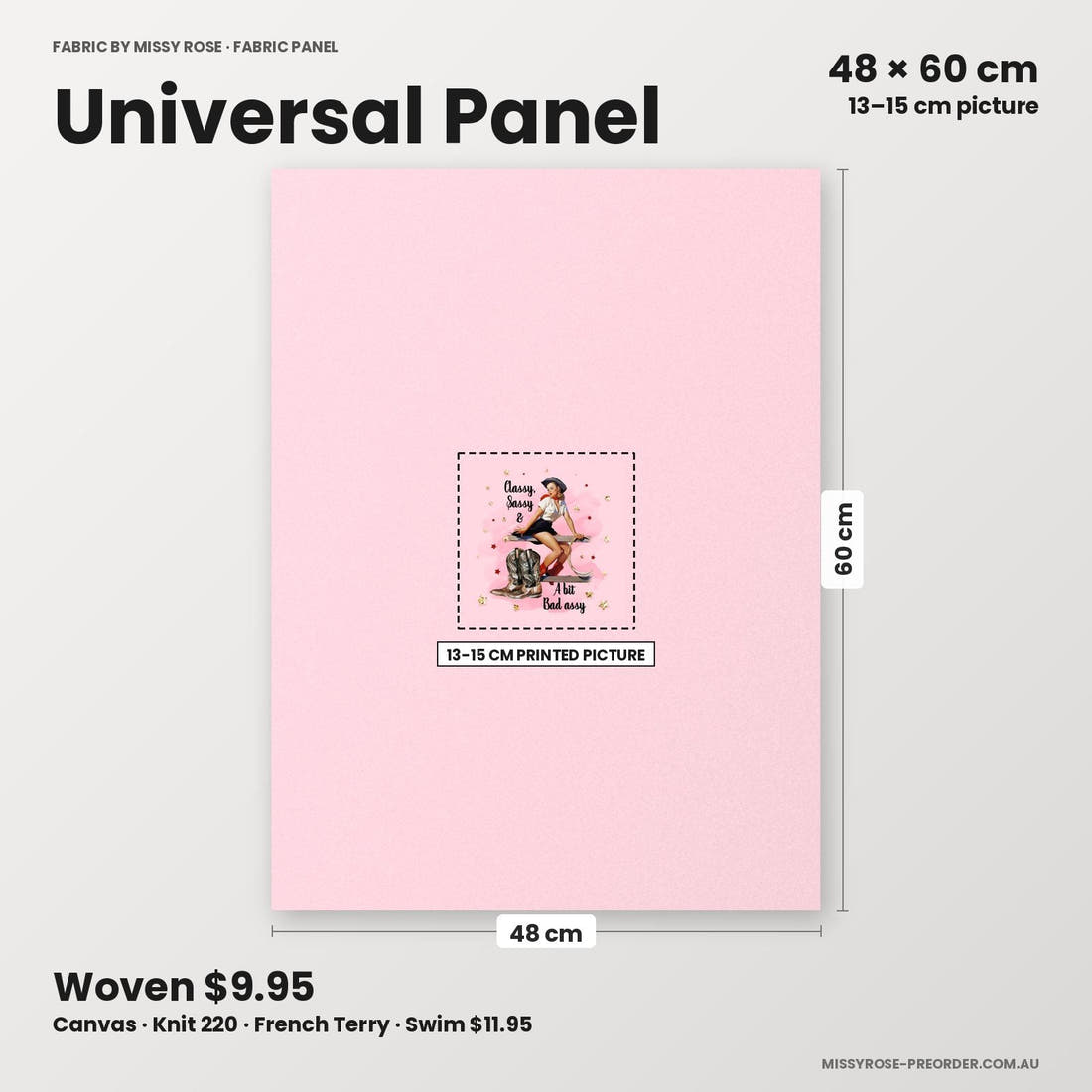 Profanity Fabric Panel 80 universal panel sizing – 13–15 cm printed picture on 48 × 60 cm fabric | Fabric by Missy Rose