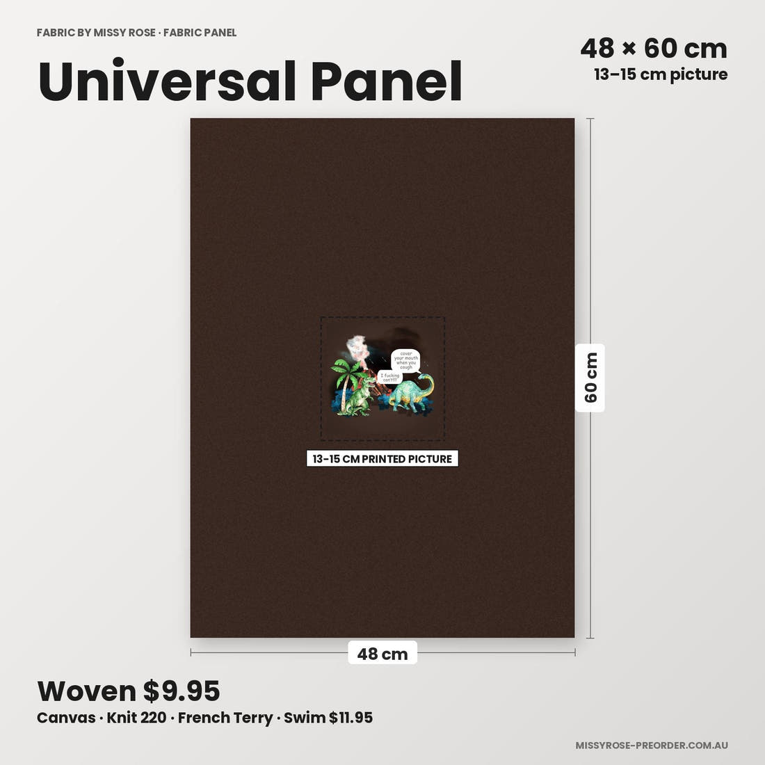 Profanity Fabric Panel 85 universal panel sizing – 13–15 cm printed picture on 48 × 60 cm fabric | Fabric by Missy Rose