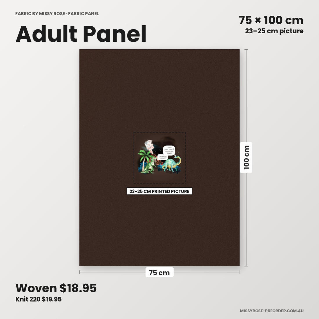 Profanity Fabric Panel 85 adult panel sizing – 23–25 cm printed picture on 75 × 100 cm fabric | Fabric by Missy Rose