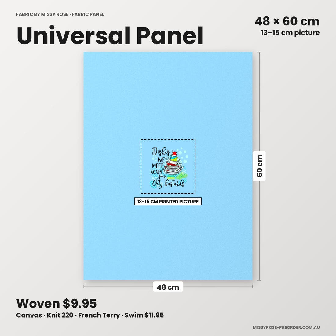 Profanity Fabric Panel 87 universal panel sizing – 13–15 cm printed picture on 48 × 60 cm fabric | Fabric by Missy Rose