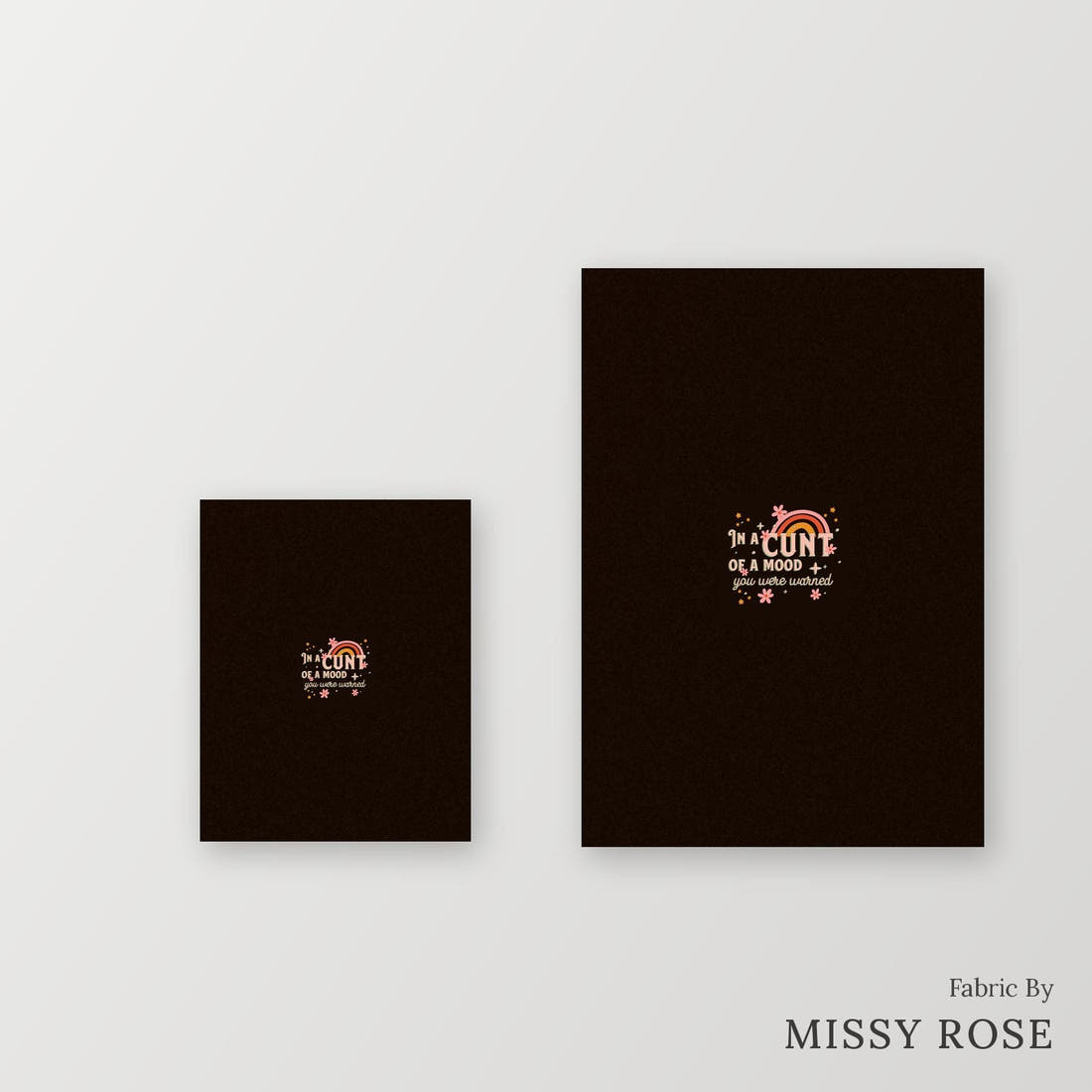 Profanity Fabric Panel 90 – universal and adult panel sizes side by side | Fabric by Missy Rose