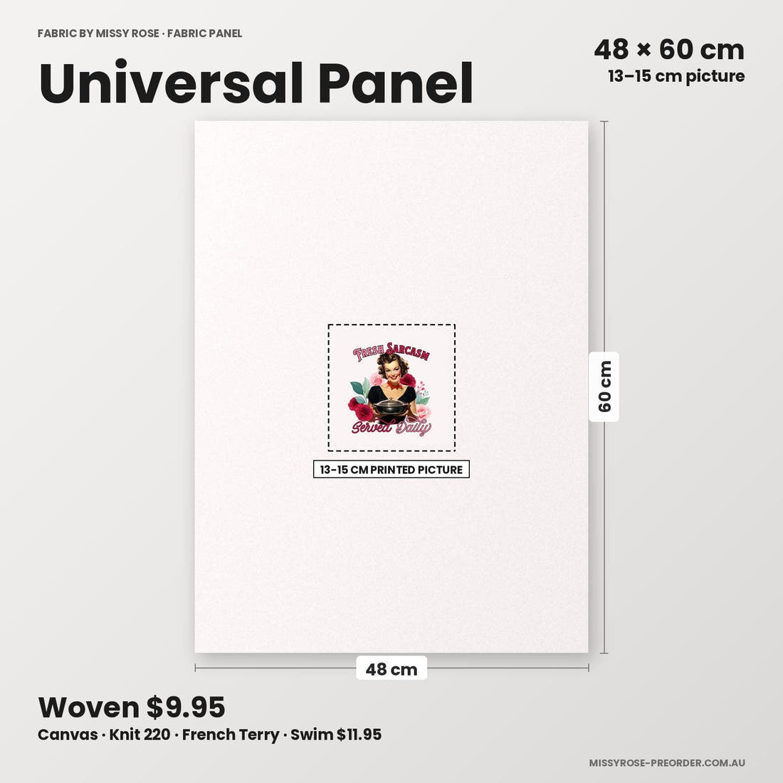 Profanity Fabric Panel 91 universal panel sizing – 13–15 cm printed picture on 48 × 60 cm fabric | Fabric by Missy Rose