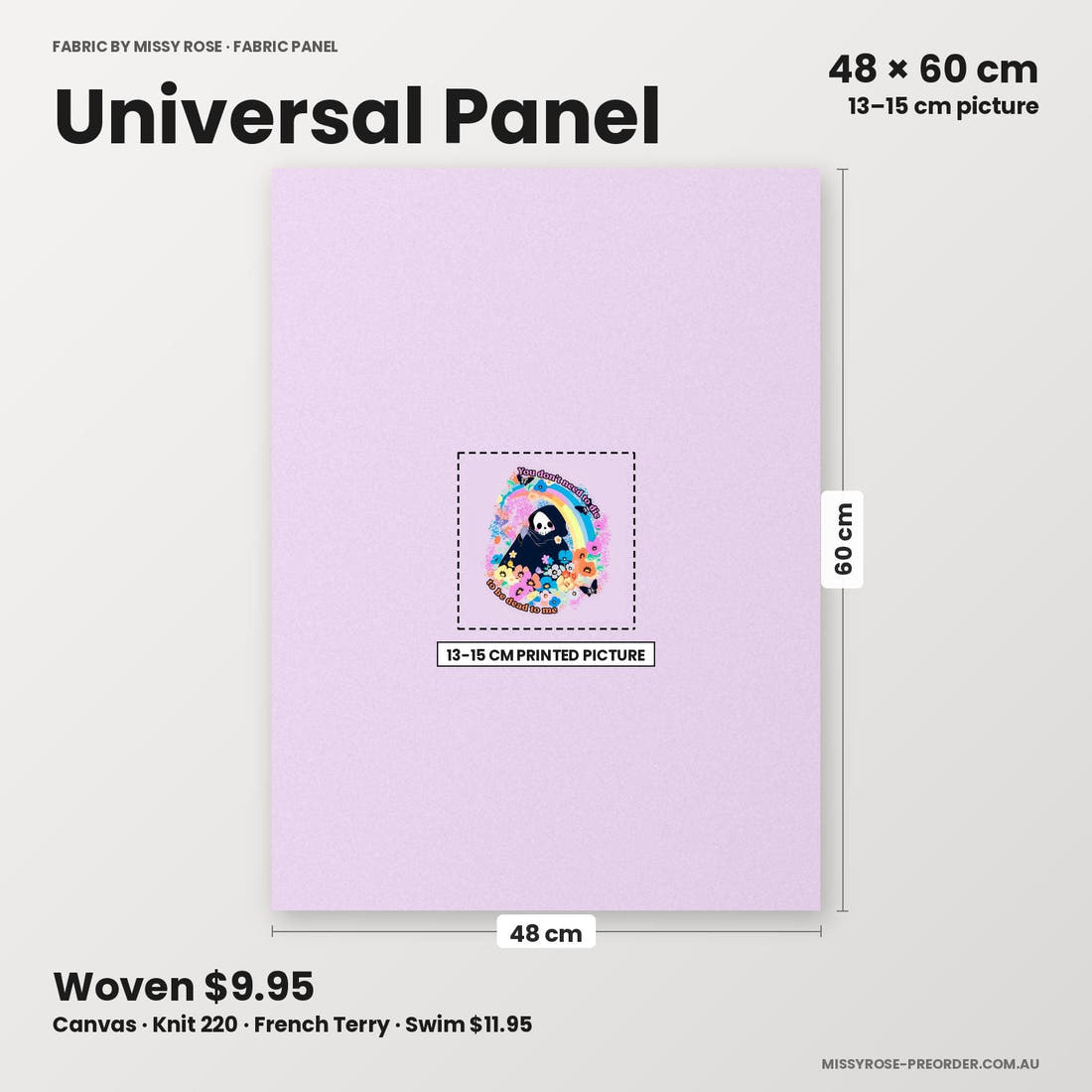 Profanity Fabric Panel 92 universal panel sizing – 13–15 cm printed picture on 48 × 60 cm fabric | Fabric by Missy Rose