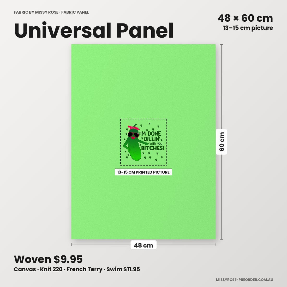 Profanity Fabric Panel 94 universal panel sizing – 13–15 cm printed picture on 48 × 60 cm fabric | Fabric by Missy Rose