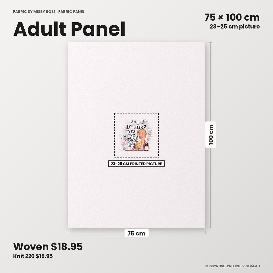 Profanity Fabric Panel 96 adult panel sizing – 23–25 cm printed picture on 75 × 100 cm fabric | Fabric by Missy Rose