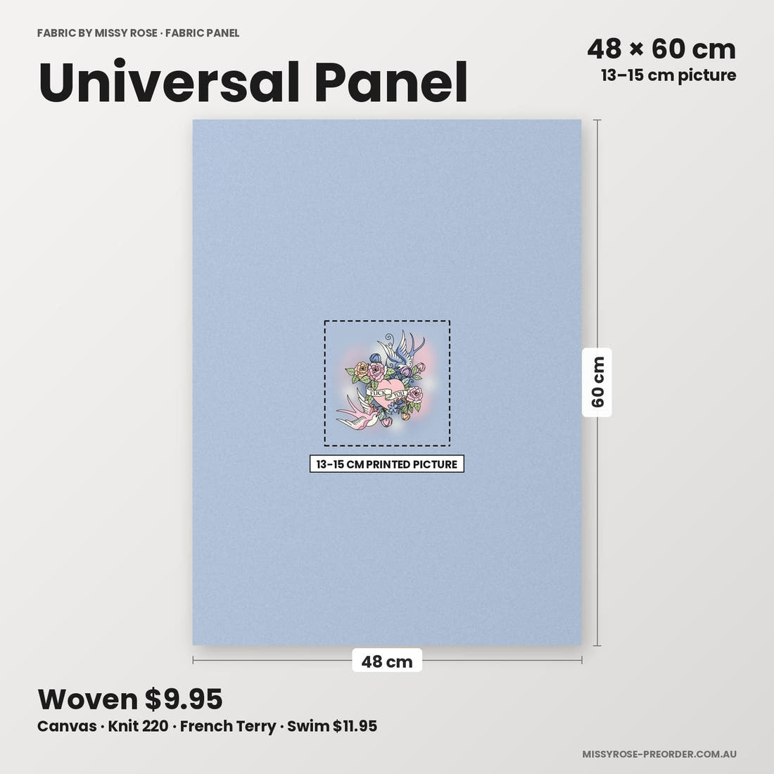 Profanity Fabric Panel 97 universal panel sizing – 13–15 cm printed picture on 48 × 60 cm fabric | Fabric by Missy Rose