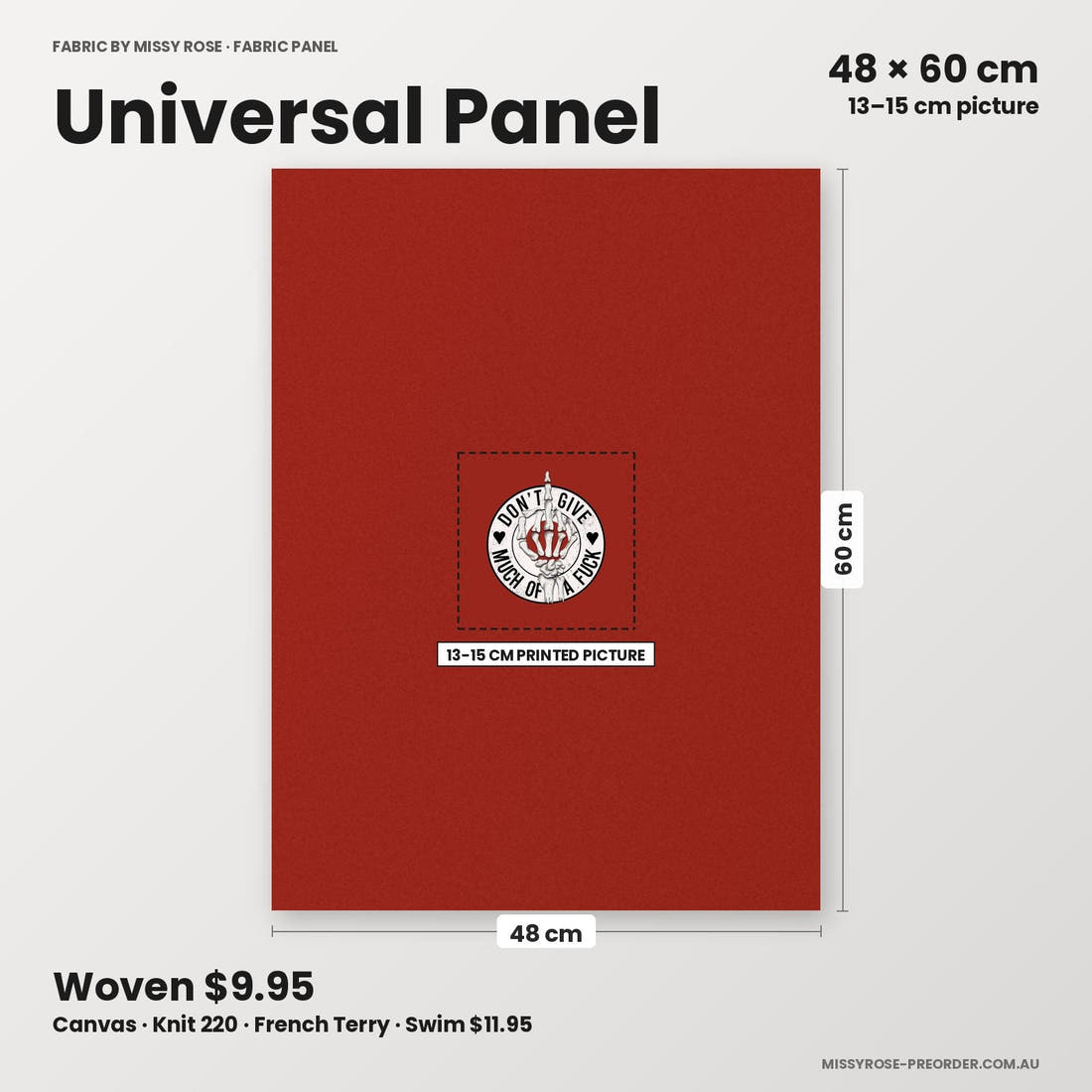 Profanity Fabric Panel 98 universal panel sizing – 13–15 cm printed picture on 48 × 60 cm fabric | Fabric by Missy Rose