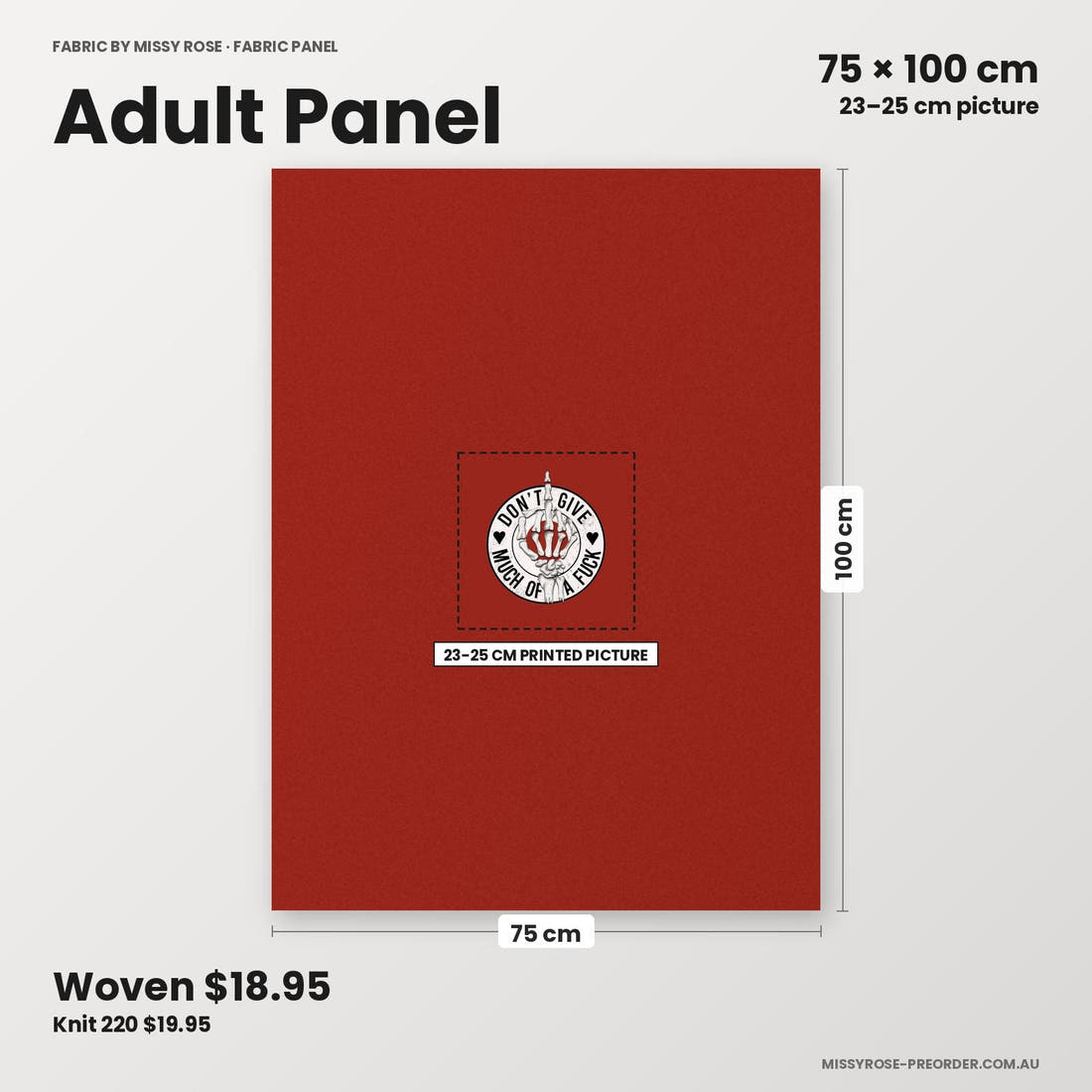 Profanity Fabric Panel 98 adult panel sizing – 23–25 cm printed picture on 75 × 100 cm fabric | Fabric by Missy Rose