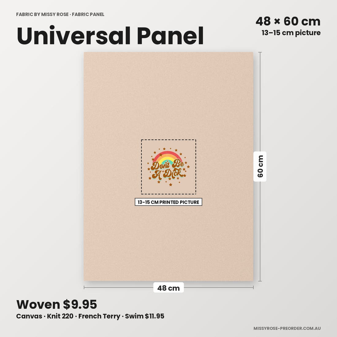 Profanity Fabric Panel 99 universal panel sizing – 13–15 cm printed picture on 48 × 60 cm fabric | Fabric by Missy Rose