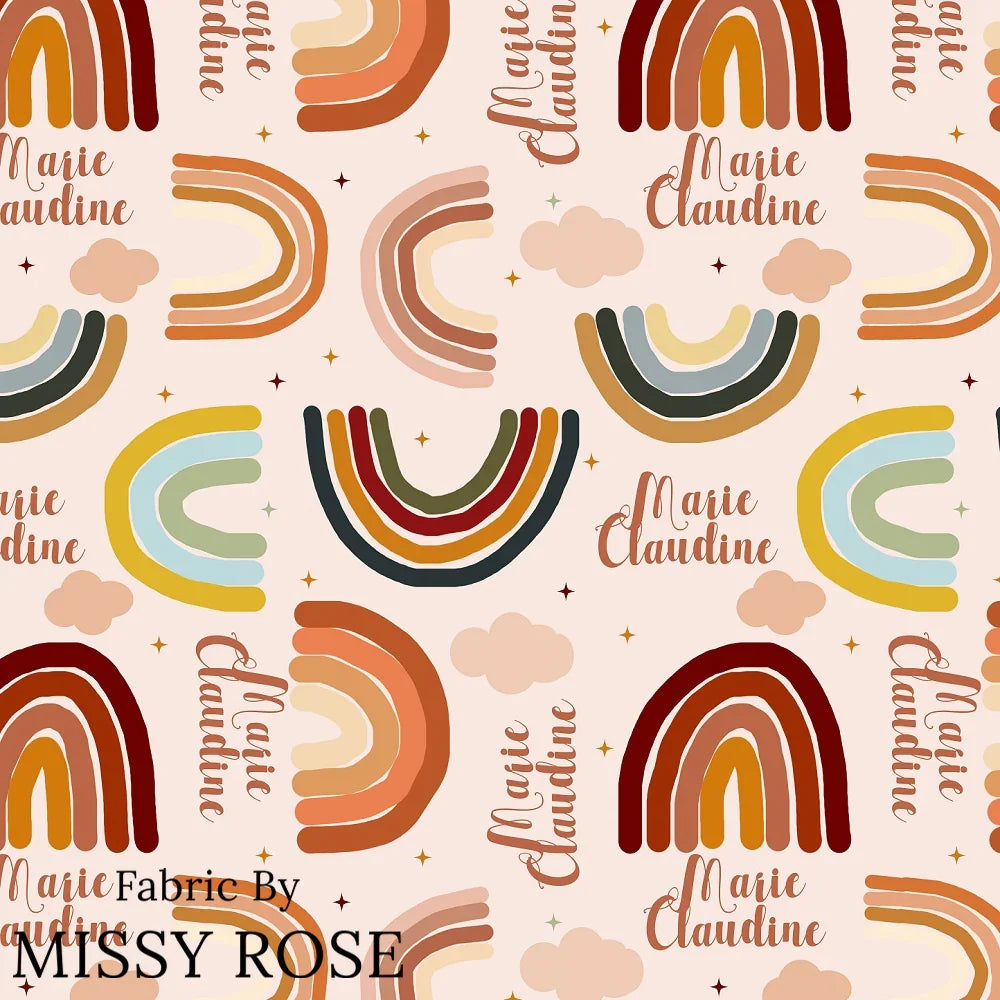 Customisable Name Fabric Rainbow – Australian custom printed fabric pre-order | Fabric by Missy Rose