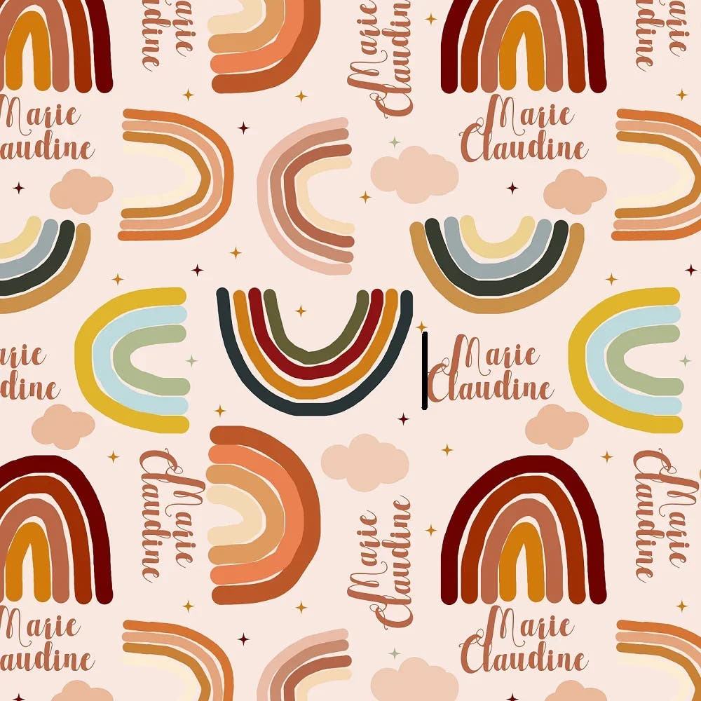 Customisable Name Fabric Rainbow – Australian custom printed fabric pre-order | Fabric by Missy Rose