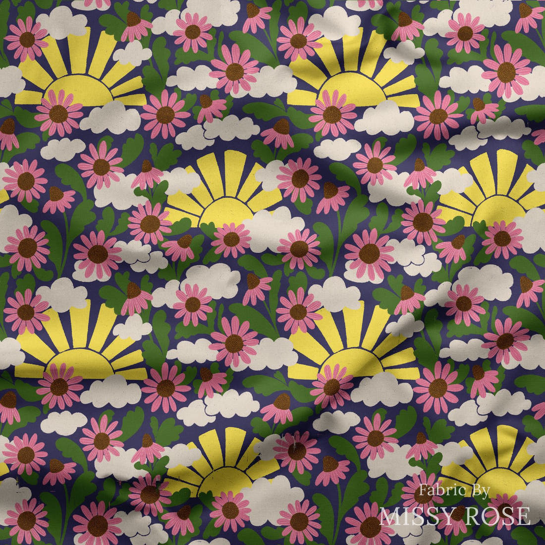 Rosie Browett 01 draped fabric mockup - custom printed fabric by the metre | Fabric by Missy Rose