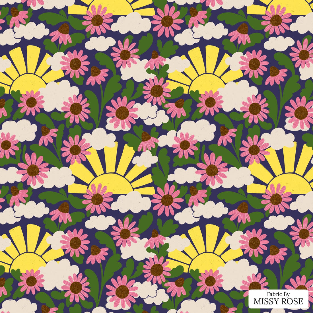 Rosie Browett 01 - flat view of the print, zoom in for detail | Fabric by Missy Rose