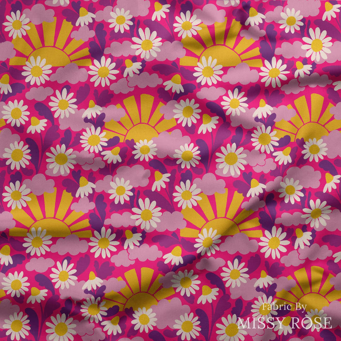 Rosie Browett 02 draped fabric mockup - custom printed fabric by the metre | Fabric by Missy Rose