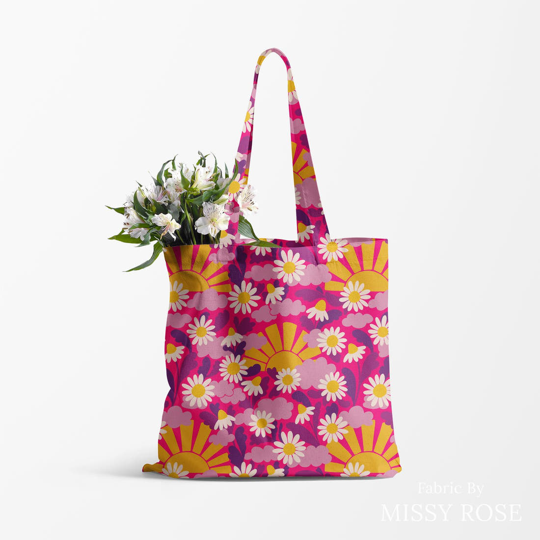 Rosie Browett 02 sewn into a tote bag - see how the print looks made up | Fabric by Missy Rose