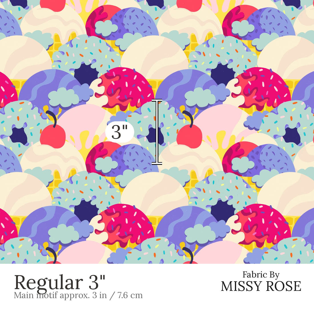 Rosie Browett 03 Regular 3 inch print scale guide | Fabric by Missy Rose