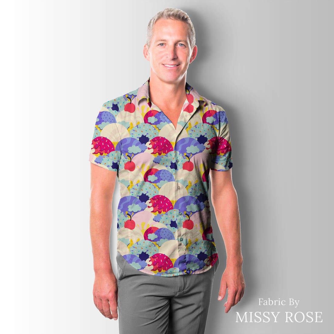 Rosie Browett 03 sewn into a mens shirt - see how the print looks made up | Fabric by Missy Rose