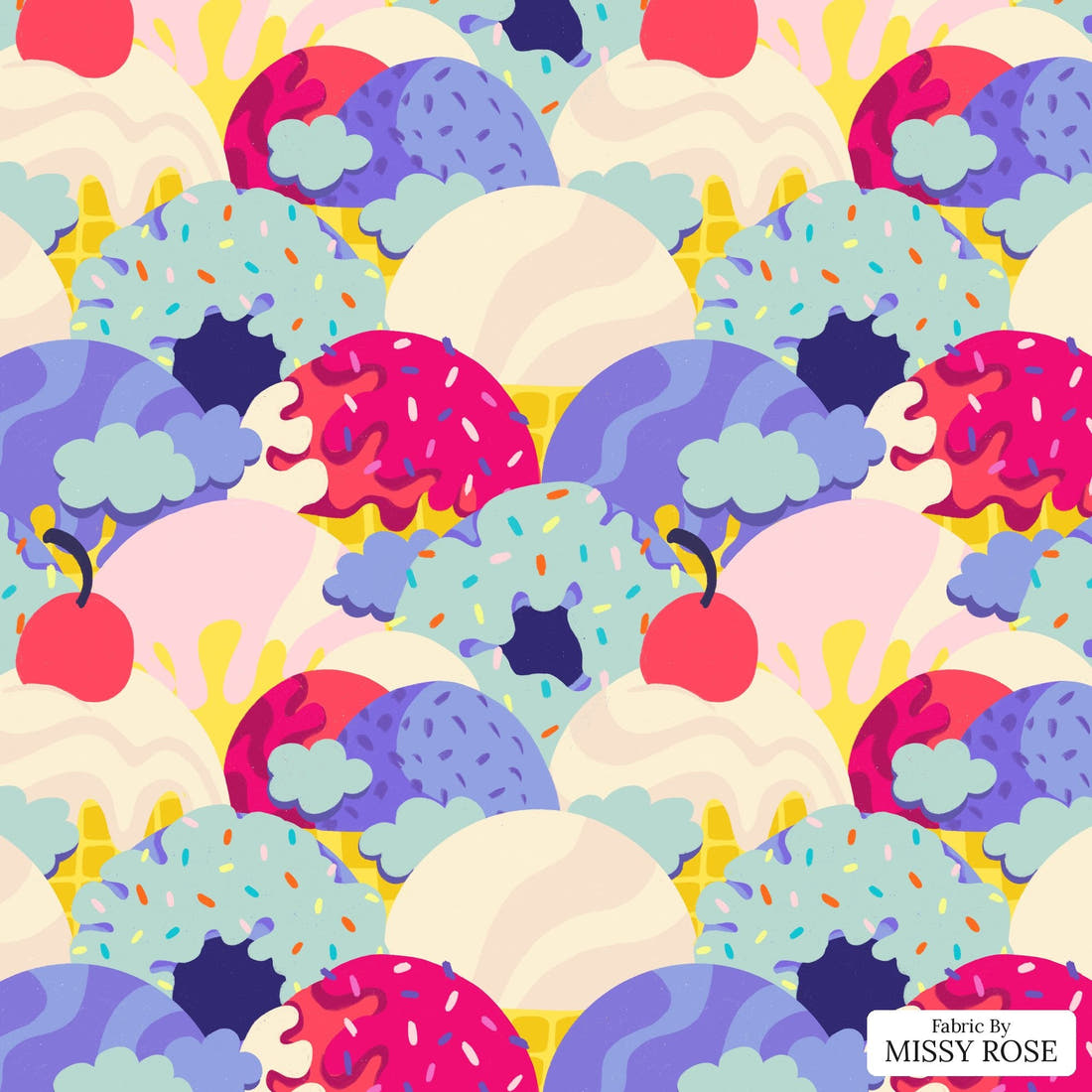 Rosie Browett 03 - flat view of the print, zoom in for detail | Fabric by Missy Rose