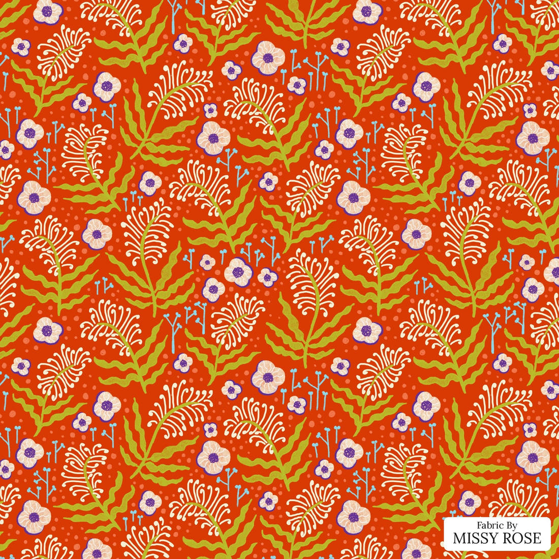 Rosie Browett 04 - flat view of the print, zoom in for detail | Fabric by Missy Rose