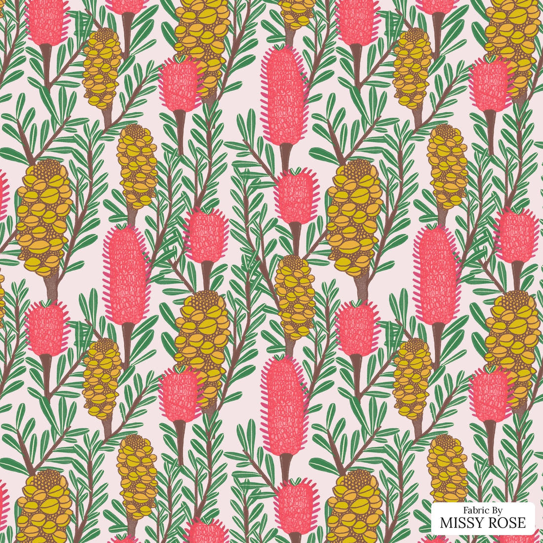 Rosie Browett 05 - flat view of the print, zoom in for detail | Fabric by Missy Rose