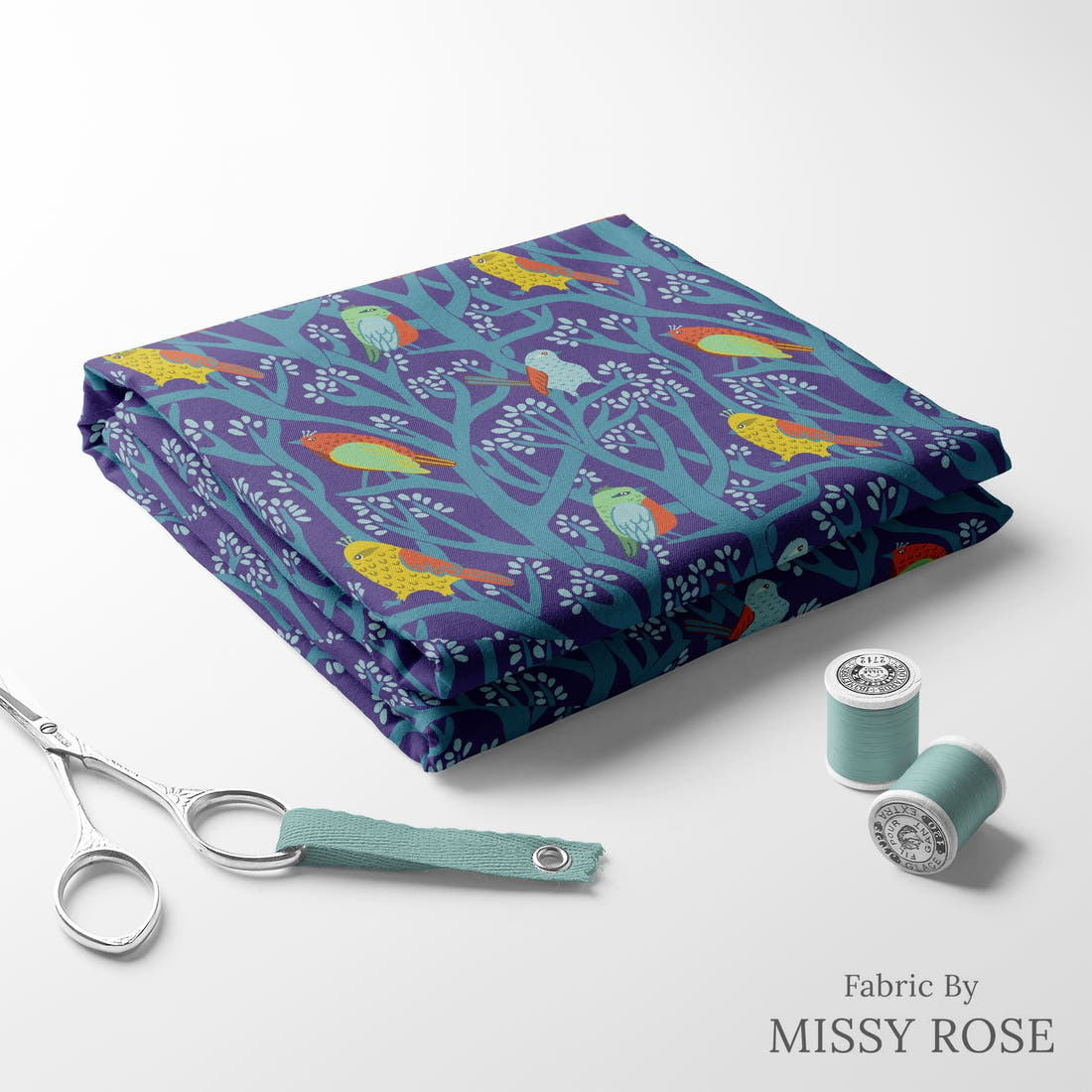 Rosie Browett 06 folded fabric stack with matching thread - pre-order fabric Australia | Fabric by Missy Rose