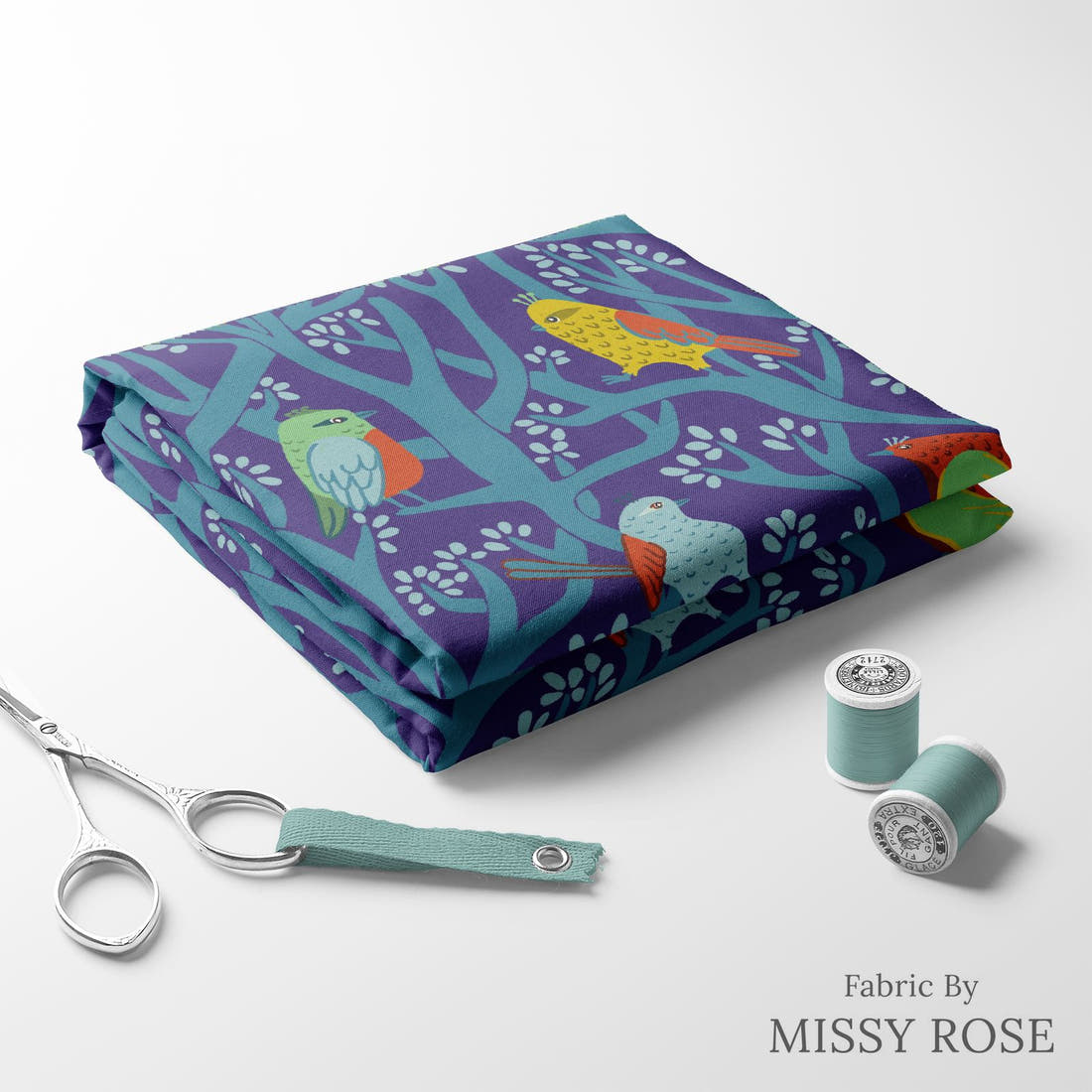 Rosie Browett 06 folded fabric stack with matching thread - pre-order fabric Australia | Fabric by Missy Rose