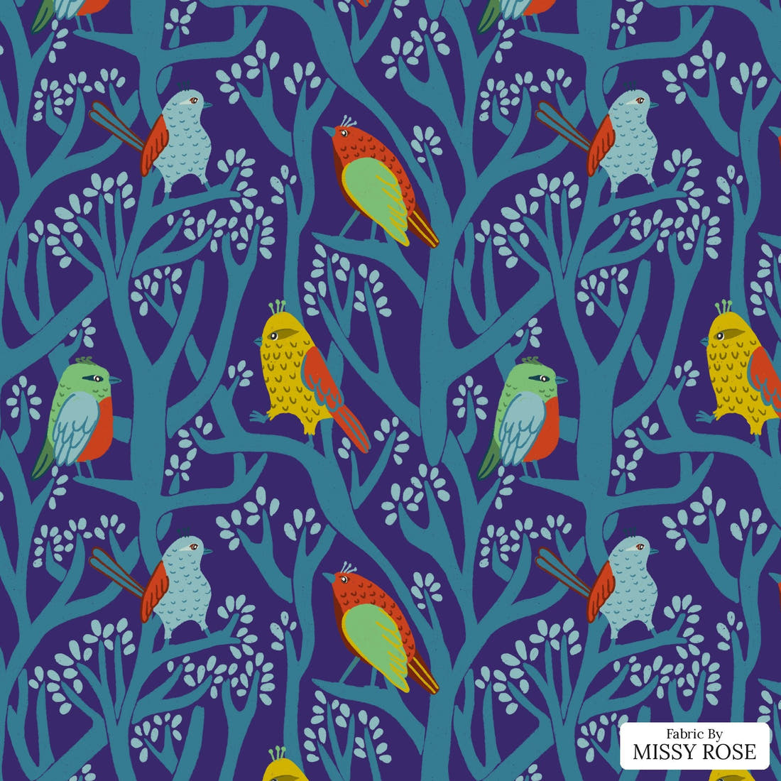 Rosie Browett 06 - flat view of the print, zoom in for detail | Fabric by Missy Rose